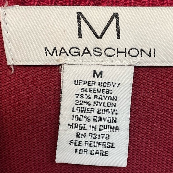 Magaschoni Red Ribbed Open Front Cardigan Medium - Picture 3 of 6